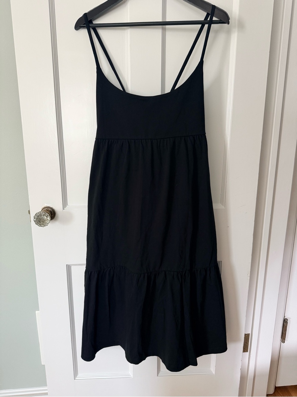 NWOT GAP Black Midi Spaghetti-Strap Dress. SZ L